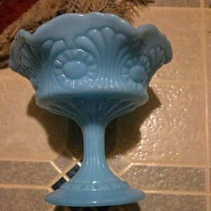 Elegant Blue Pedestal Vase Fenton